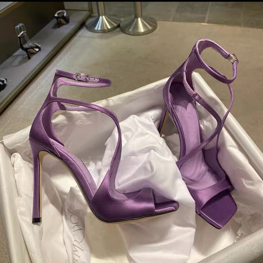 Elegant Purple Ankle Strap Heels